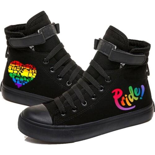 Color Print Sneaker Rainbow Stripe LGBT Pride Print Casual College Style Shoes High-Top Shoes