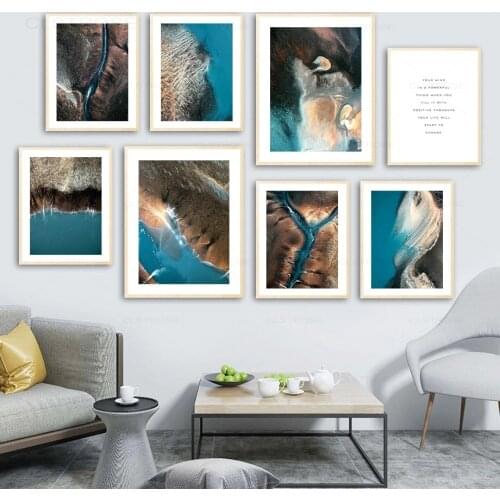 Sea River Mountain Beach Quote Landscape Wall Art Canvas Painting Nordic Posters and Prints Wall Pictures for Living Room Decor