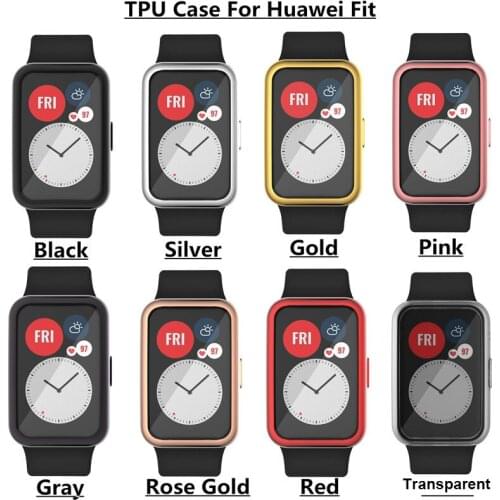 TPU Soft Protective Cover For Huawei Watch Fit Bumper Plated Cases For Huawei Fit Watch Case Full Screen Protector Shell
