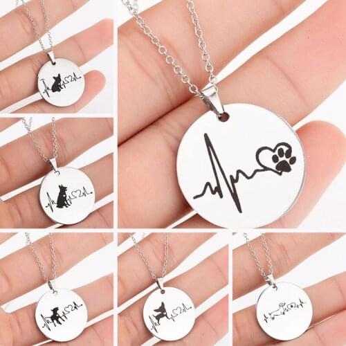 Stainless Steel Cute Dog Necklace Pendant Mens Animal High Quality Wave Heart Shaped Dog Claw Necklace Punk Fashion Jewelry