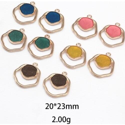 2021 New 20*23mm 10pcs/bag Zinc Alloy Drop Oil Candy Color Round Charms Pendants for DIY Earring Jewelry Accessories Girls