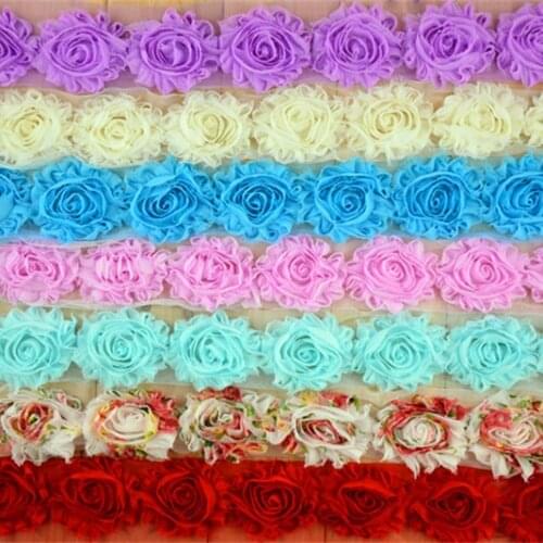 Wholesale 26Colors 40 yards High Quality 2.5" Frayed Chiffon Shabby Flowers Chic Lace Flower Trims Free Shipping #FH43