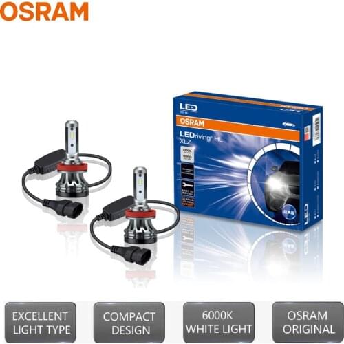OSRAM LED H8 H11 H16 6000K XLZ CLASSIC Super Bright Headlight Cool White Car Bulb 12V 18W Mini Auto Light +120% Brightness(2Pcs)