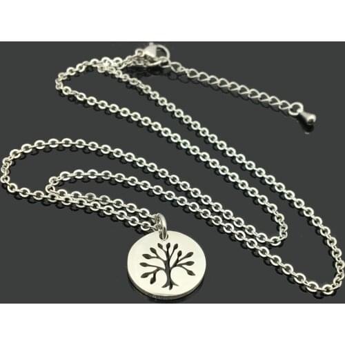 New Life Tree Stainless Steel Chain Necklace High Quality Stainless Steel Life Tree Pendant Chain Jewelry Necklace