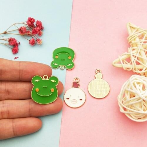 10pcs Drop Oil Animal Chicken Frog Charms Golden Metal Enamel Pendants Fit Fashion Earring Keychain DIY Jewelry Making Accessory