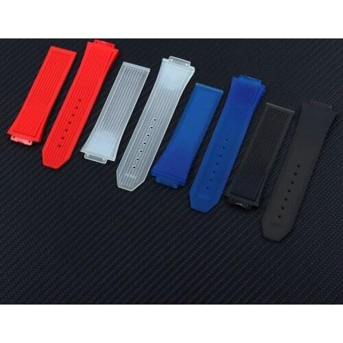 Brand Soft Rubber Silicone transparent black blue red Watchband 26*17mm for Hublot strap for Big Bang belt watch band Bracelet