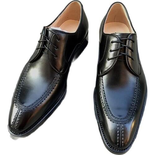 Sipriks Luxury Mens Calf Leather Black Dress Shoes Italian Bespoke Goodyear Welt Shoes Boss Red Brown Gents Suit Social Shoes 45