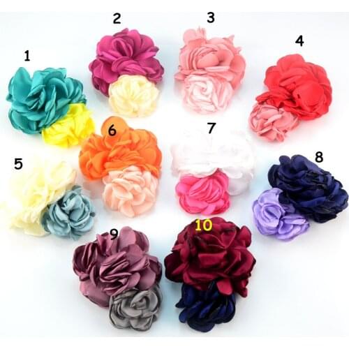 Burning Flowers Satin Roll Flower Artificial Rose Flower 20pcs/lot for Hair Accessories s Rosette flower with clips