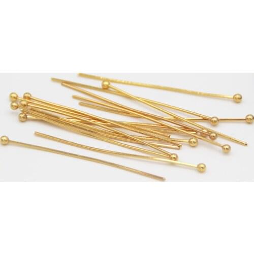 50pcs/lot 21 Gauge 30mm/40mm Stainless Steel Gold Ball Pins for Diy Jewelry Making Head Findings