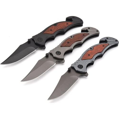 8.3'' Folding Knife 58HRC Knives Black Pocket Knife 7CR15MOV Titanium Stainless Steel Knifes Hardness Utility EDC Tools Knife