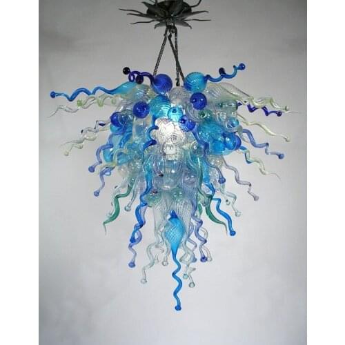 Modern Chihuly Handmade Blown Glass Chandeliers LED Chain Chandelier Light Fixture Blue color