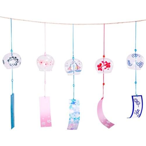 Glass Japanese-style small cherry blossom wind chimes and wind gift pendants cute pendants fresh pieces of bedroom pendants