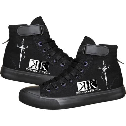 Unisex Anime Cos K Isana Yashiro Yatogami K noctilucent Casual Ankle Canvas Shoes Hook Loop Flat plimsolls duck shoes Sneakers