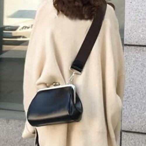 Vintage Wide Strap Bags Women Shoulder Bags Crossbody Purses Handbag PU Leather All-match Bag