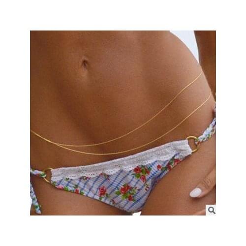 Sexy Double Layer Gold Silver Color Belly Chain Fashion Bikini Waist Link Necklaces Body Jewelry for Women Summer Accesspries