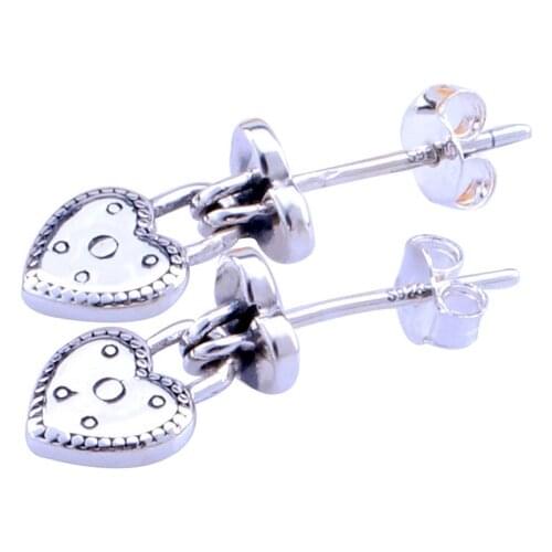 S925 sterling silver new love lock Pan earrings female fashion temperament