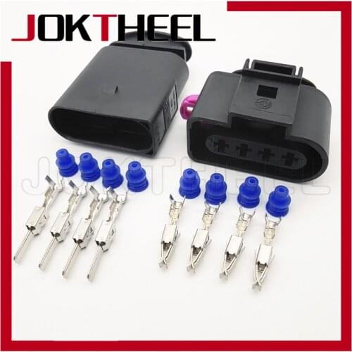 1-20 sets 3.5mm 4 Pin waterproof male female auto connector ignition coil plug for Audi VW Passat SKODA Ford 1J0973724 1J0973824