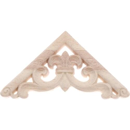 1 Pc 12cm Home Wood Carved Corner Appliques Frame Furniture Wall Door Woodcarving Decal Decorative Decro Wooden Figurines Crafts