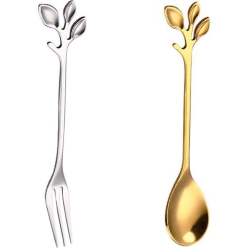 1Pcs Small Mini Metal Stainless Steel Flower-shaped Leaf Antlers Coffee Spoon Stirring Spoon Teaspoon Tea Spoon Gift