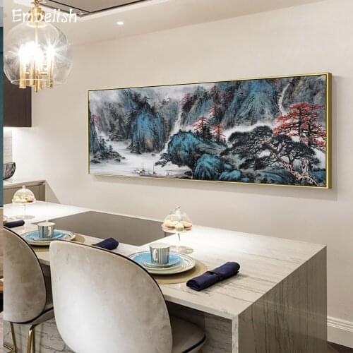 1 Pieces Chinese Style Mountains Landscape Wall Art Pictures For Living Room Modern Home Decor Posters HD Canvas Oil Paintings