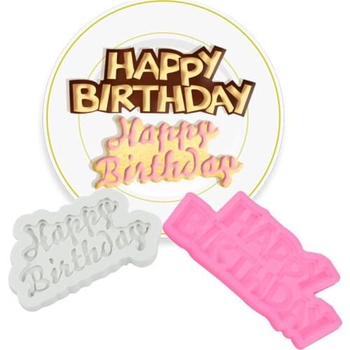 1Pc Happy Birthday Letter Shape Fondant Chocolate Silicone Mold DIY Birthday Baby Shower Home Party Dessert Decor Tool Supplies