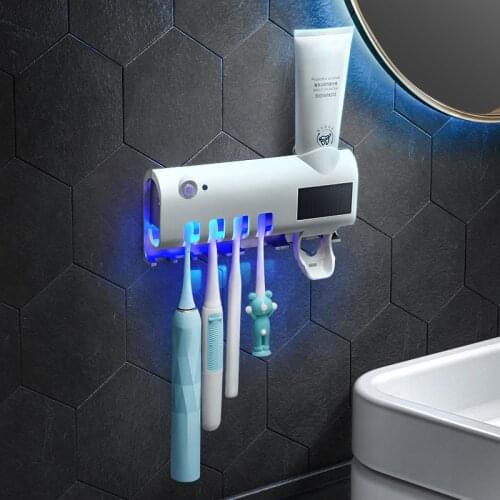 1PC Toothbrush Sterilizer Solar Energy UV Toothbrush Sterilizer Holder Wall Automatic Toothpaste Dispenser Toothbrush Sterilizer