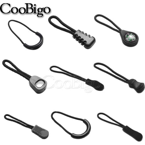 10pcs Black Zip Pulls Cord Ends Strap Lariat For Garment Bag Tactical Backpack Apparel Zipper Puller DIY Head Rope Accessories