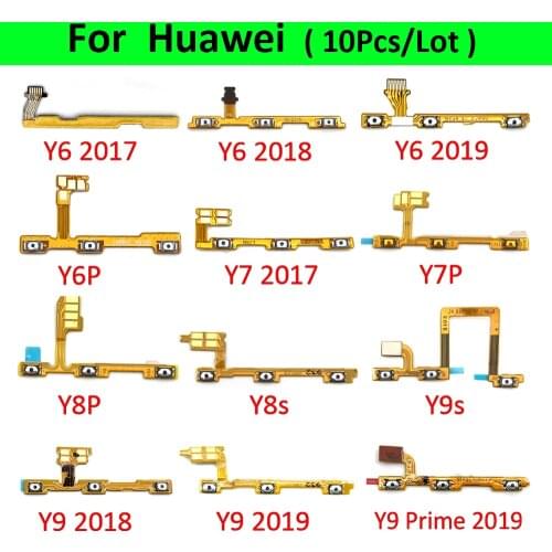 10Pcs/Lot,Power On Off Volume Side Button Key Flex Cable For Huawei Y5 Y6 Y7 Pro Y9 Prime 2017 2018 2019 Replacement Parts
