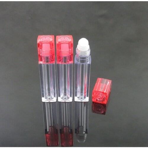 100pcs 6.5ml Empty Refillable Plastic Roll On Bottles with Pink Cap,Aromatherapy Perfumes Essential Oils Lip Gloss Vials
