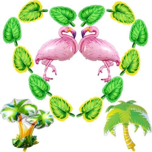 16PCS Flamingo Tropical Palm Tree Balloon Jungle Theme Party Supplies for Hawaiian Aloha Summer Party Birthday Baby Shower