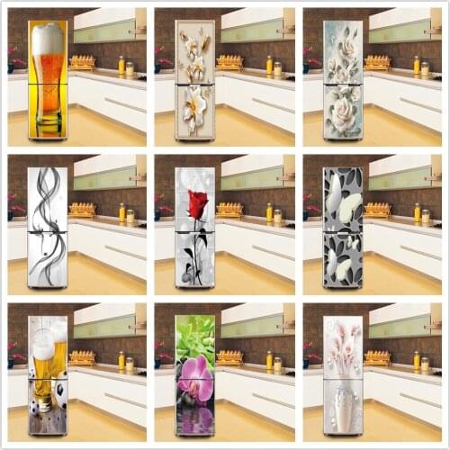 60x180cm PVC Fridge Sticker Kitchen Decoration Wall Sticker Self Stick Waterproof Wallpaper Refrigerator Decor Door Poster Mural