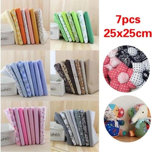 7pcs/set 25cmx25cm Cotton Fabric Printed Cloth Sewing Quilting Fabrics for Patchwork Needlework DIY Handmade Material