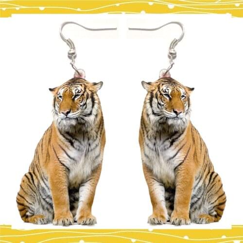 Acrylic Fashion Women Ladies Girl Jewelry Dangle Earrings Tiger Pendant Big Drop Earring Lady Party Gift