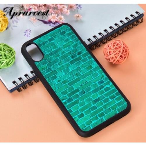 Aprarvest Bright Neon Aqua Blue Brick Wall Silicone Rubber Phone Case Cover For iPhone 6 6S 7 8 PLUS X XS XR 11 12 MINI PRO MAX