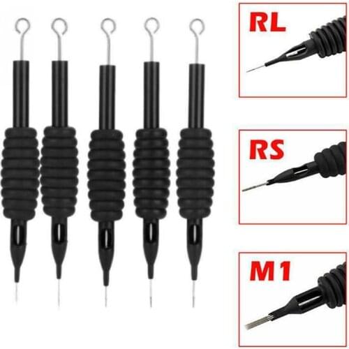 ATOMUS 10pcs Disposable Handle Tattoo Handle Needle 3/4 " Silicone Grip Tattoo Tubes 19mm 3RL 3RS 5RL 5RS 7RL 7RS 7M1 9RL 9RS