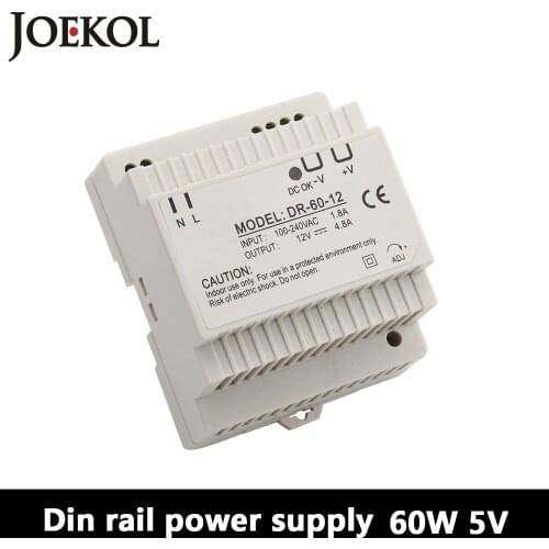 DR-60 Din Rail Power Supply 60W 5V 6.5A,Switching Power Supply AC 110v/220v Transformer To DC 5v,watt power supply