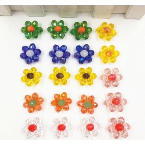 Candy Color Crystal Beads Flower Patch Earrings Headband Hairpin DIY Jewelry Applique