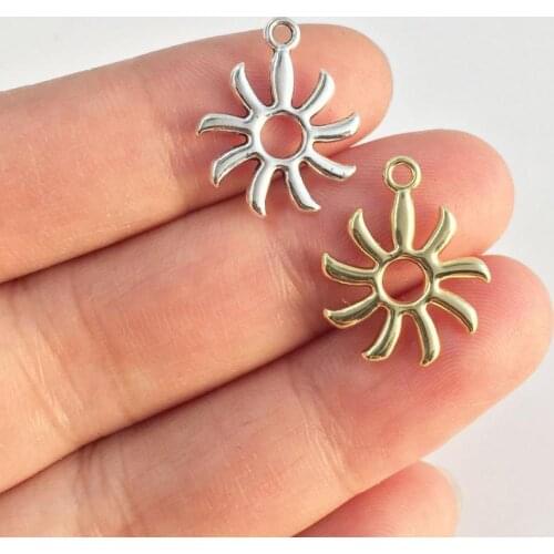 Eruifa 20pcs 15mm New Popular Sun Coin Zinc alloy Charms Wholesales necklace,earring bracelet jewelry DIY handmade 2 color