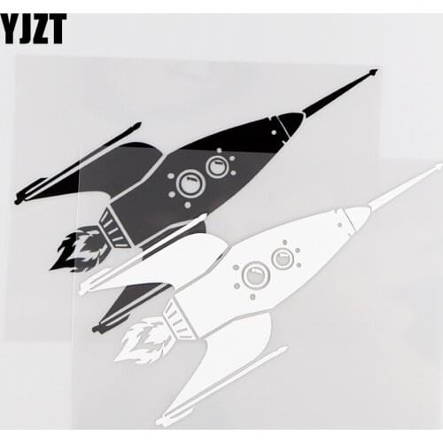 YJZT 15.7X11.7CM Interesting Vinyl Decal Space Rocket Personality Car Sticker Black / Silver 10A-0199