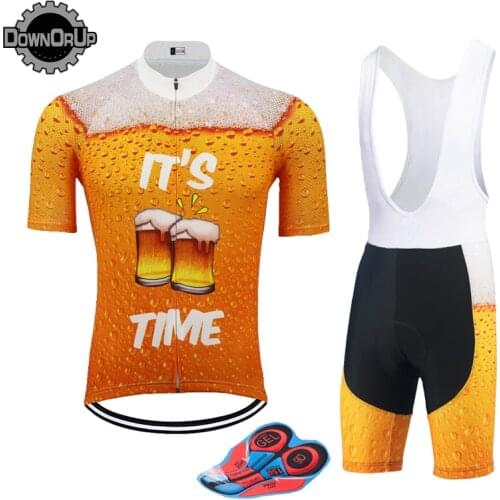 Classic MEN cycling jersey set yellow BEER pro cycling clothing 9D gel breathable pad MTB Bike Cycling Jersey customized HOT