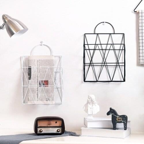 Geometry Metal Table Storage Basket with Handle Chic Nordic Scandinavian Gold Desk Storage Basket Magazine Organizer Home Decor