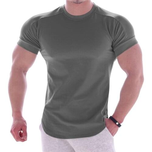 Summer Casual Sports t shirt Men Gyms Fitness Short sleeve T-shirt Male quick-dry Bodybuilding Workout Tees Tops Men clothing