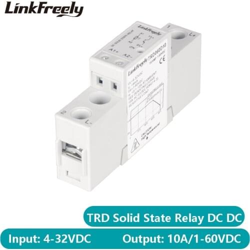 TRD060D10 Mini Solid State Relay SSR DC DC 10A 1-60VDC Output 5V 12V 24V 32VDC Input Soft Start Trigger Relay Voltage Control