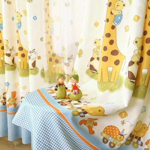 Cartoon Curtains for Living Dining Room Bedroom Cute Children Boys Girls Bedroom Curtains Tulles Cartoon Giraffe Finished Custom