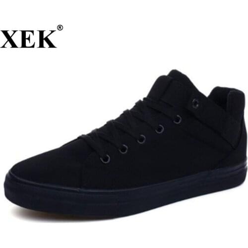 XEK New Arrival 2018 High Quality Men Flats Shoes Breathable Fashion Men Vulcanized shoes Zapatos Hombre Men Flats ZLL16