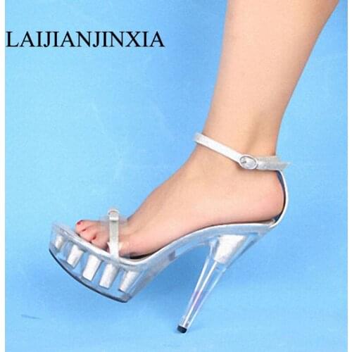 New European and American stars and clubs are super high heels and sandals, 15cm sexy sandals, stage womens Dance Shoes