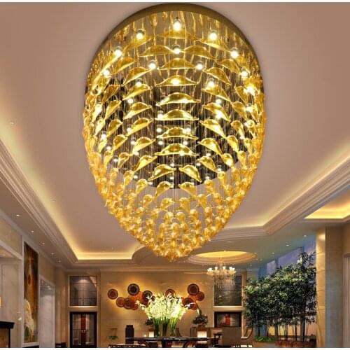 Hotel lobby chandelier oval sales department sand table lamp creative glass flying fish decoration non-standard engineering lamp