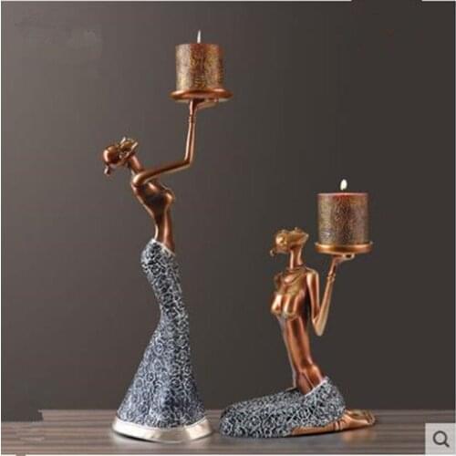 European style retro beauty statue candle holder, home decoration crafts, creative artwork, wedding gifts, romantic table decora