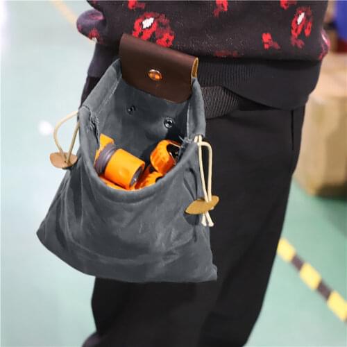 Portable Outdoor Foraging Storage Bags Canvas Fruit Picking Waist Hanging Tool Bag Jungle Pouch Drawstring For Outdoors Camping