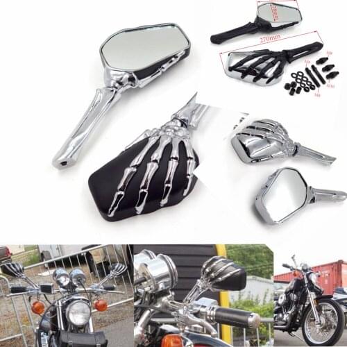 Aftermarket free shipping For Motorcycle Harley Heritage Springer Sportster Dyna Glide Softail V Rod CHROME Talon Skull Mirror
